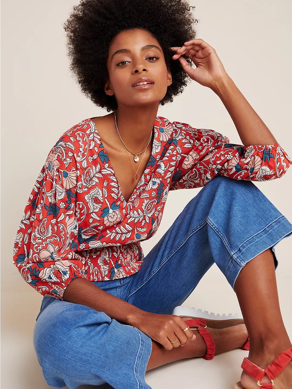 Anthropologie NWT Maeve Odette Smocked Blouse
